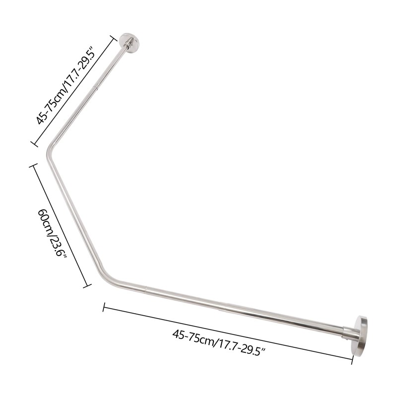 Stretchable Corner Shower Curtain Rod,304 Stainless Shower Curtain Rod for