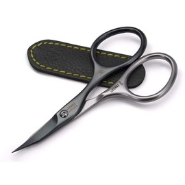 GERMANIKURE Nail and Cuticle Scissors - Self-Sharpening FINOX22 Titanium Coated Stainless Steel Professional Manicure Tools in Leather Case - Ethically Made in Solingen Germany - 2702