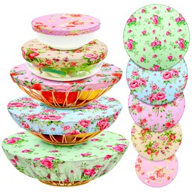 Patelai 10 Pcs Bowl Covers Reusable in 5 Size Stretch Cloth Fabric Bowl Covers Elastic Food Storage Covers Bread Sourdough Lids for Proofing Food Fruits Leftover(Floral Style)