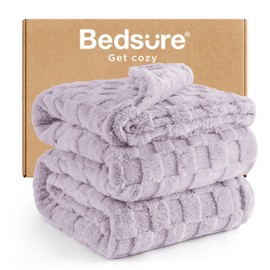 Bedsure California King Blanket for Bed - Super Soft Cozy Blankets for Women, Cute Large Fleece Throw for Girls, Lavender Fog, 102x96 Inches