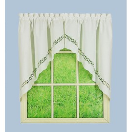 Today's Curtain Hellina Tapework Window Swag, 38-Inch, White