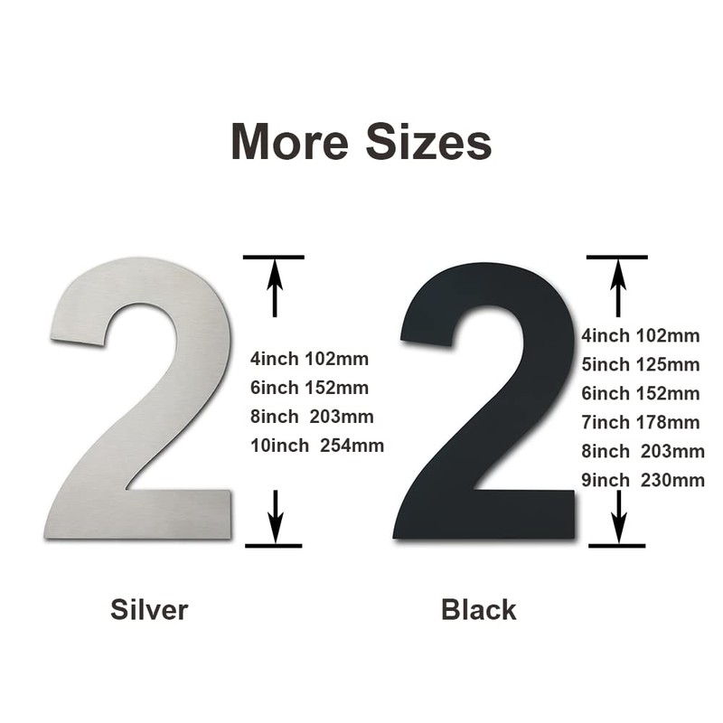 Black Brushed Modern House Number -4 Inch 102mm Height, Made