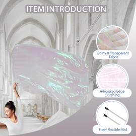 Baisdan 55" Worship Flags for Teenager, Praise Dance Flag for Beginner, Church Flags with Flexible Rods & Carrying Bag, 2 Pack, White