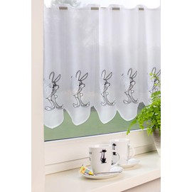 Experience by Omega Net Curtain Easter Bunny Height 45 cm White Grey