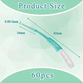 Pack of 60 Interdental Brushes, Gum Soft Picks, Interdental Brushes, Gum Soft Picks Pro, Portable, Curved Shape for Cleaning, Hard to Reach Spaces (Green)