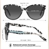CARFIA Acetate Black White Cat Eye Sunglasses for Women Polarized