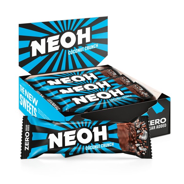 NEOH Coconut Bars - Keto Chocolate Dipped Candy Bar, Gluten-Free Low-Calorie, Low-Carb, Plant-Based, High-Fiber Snacks, No Added Sugar, 1 Ounce Individually Wrapped Bars, 24 Pack