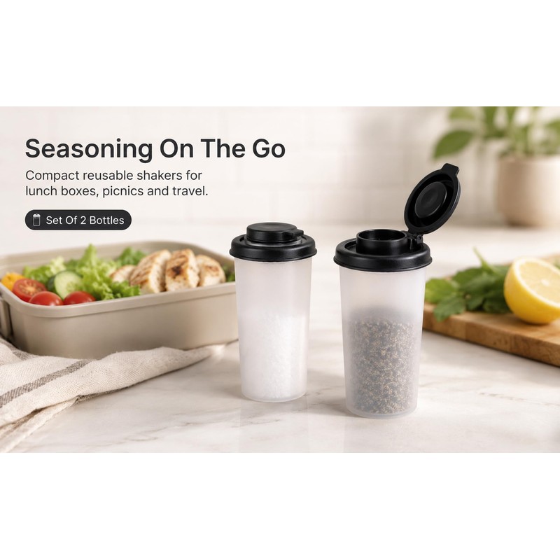 2 Pack 4.75oz Salt and Pepper Shakers with Moisture Proof