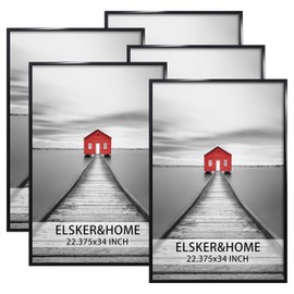 ELSKER&HOME 22.375 x 34 Poster Frame 5 Pack, Black Picture Frame for Horizontal or Vertical Wall Mounting, Sturdy and Scratch-proof