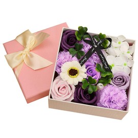 Good Boom Pueple01 Soap Flower, Square Gift Box, Roses, Artificial Flowers, Respect for the Aged Day, Graduation Gifts, Mother's Day, Wedding Anniversary, Promotion, Move In, etc