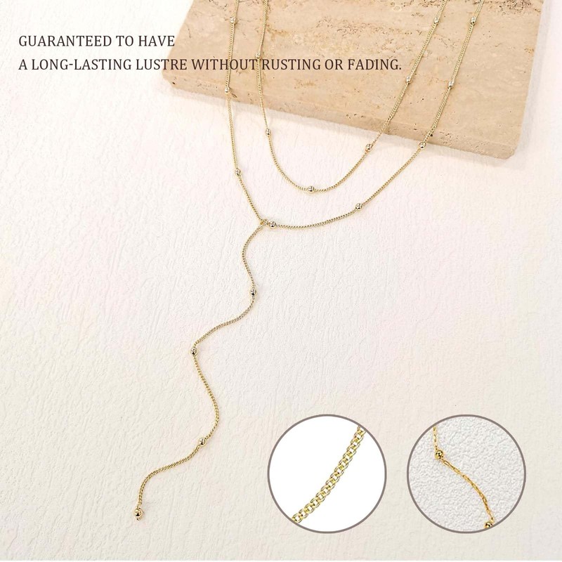 AOOTUERL Long Y Chain for Women Necklaces for Women Gold