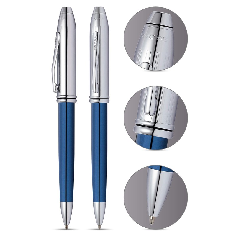 Cross Townsend Limited Edition Ballpoint Pen - Blue Chrome