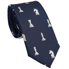 ZENXUS Corbatas deportivas y de juego para hombres, corbata de diseño, azul marino, Ajedrez, Medium