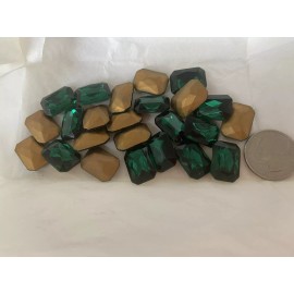 Czech 18x13MM CZECH FOILED GLASS OCTAGON EMERALD JEWELS (24 PCS)