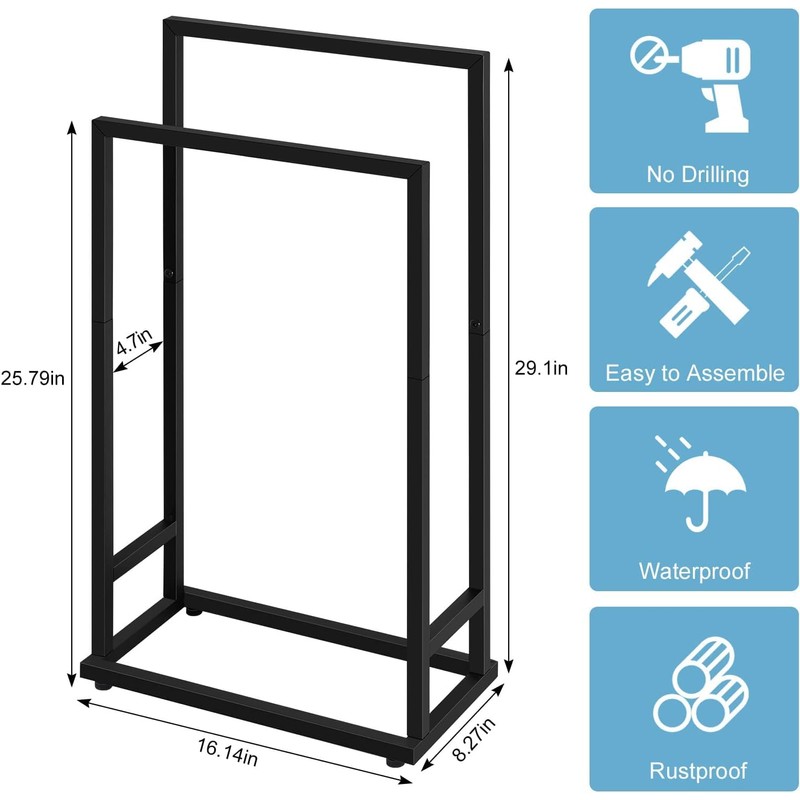 Towel Racks for Bathroom, 2 Tier Standing Stainless Steel Towel