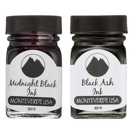 Monteverde 60ml Core Fountain Pen Ink Bottle (30ml Midnight Black Ink Bottle G309MB, 30ml Black Ash Ink Bottle G309BA)