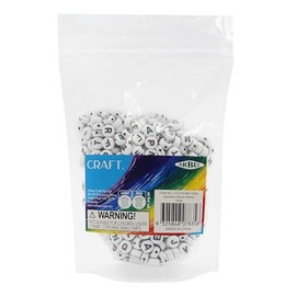 Arbee Alphabet Beads, 7 mm Size, White/Black