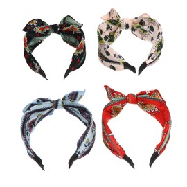 Baluue 4Pcs Ethnic Style Hairbands for Women Bowknot Decorative Headbands Sturdy Durable Beautiful Colors for Daily Wear and Special Occasions for Ladies