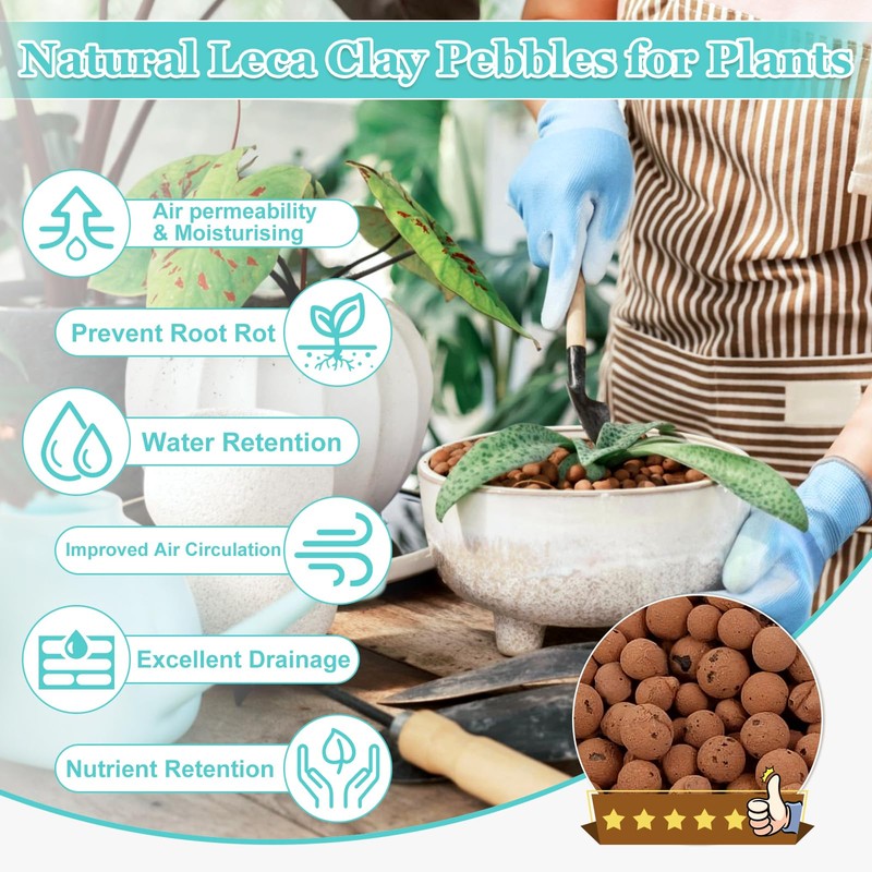 Sunwinx 19 LBS Natural Leca Clay Pebbles for Plants- 4-16mm
