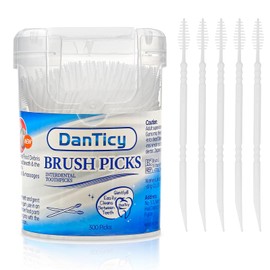 DanTicy Brushpicks Interdental Toothpicks,Soft Bristle Dental Floss Picks Toothpicks,Helps Removes Plaque and Debris Between Your Teeth 300PCS (Pack of 1) | DanTicy