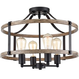 Farmhouse Ceiling Light Fixtures Ceiling Semi Flush Mount Chandelier 4-Light Vintage Style