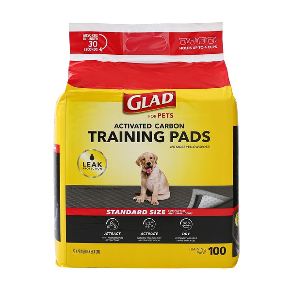 Glad for Pets Black Charcoal Puppy Pads 23" x 23" | Puppy Potty Training Pads That ABSORB & NEUTRALIZE Urine Instantly | New & Improved Quality Puppy Pee Pads, 100 count