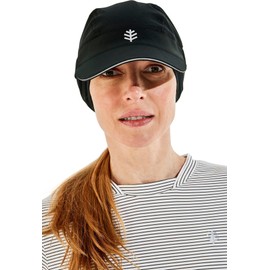 Coolibar UPF 50+ Men's Women's Emmett Convertible Ear Flap Hat - Sun Protective (Large/X-Large- Black)