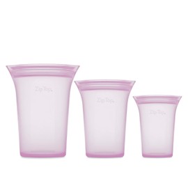 Zip Top Reusable 100% Silicone Food Storage Bags and Containers, Made in the USA - 3 Cup Set - Lavender