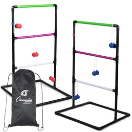 Champion Sports Outdoor Ladder Ball Game: Backyard Party, Camping & Beach Games Set for Adults and Kids with Bolas Balls and Carrying Case , 39"H X 22"W With 33" Deep Base Set