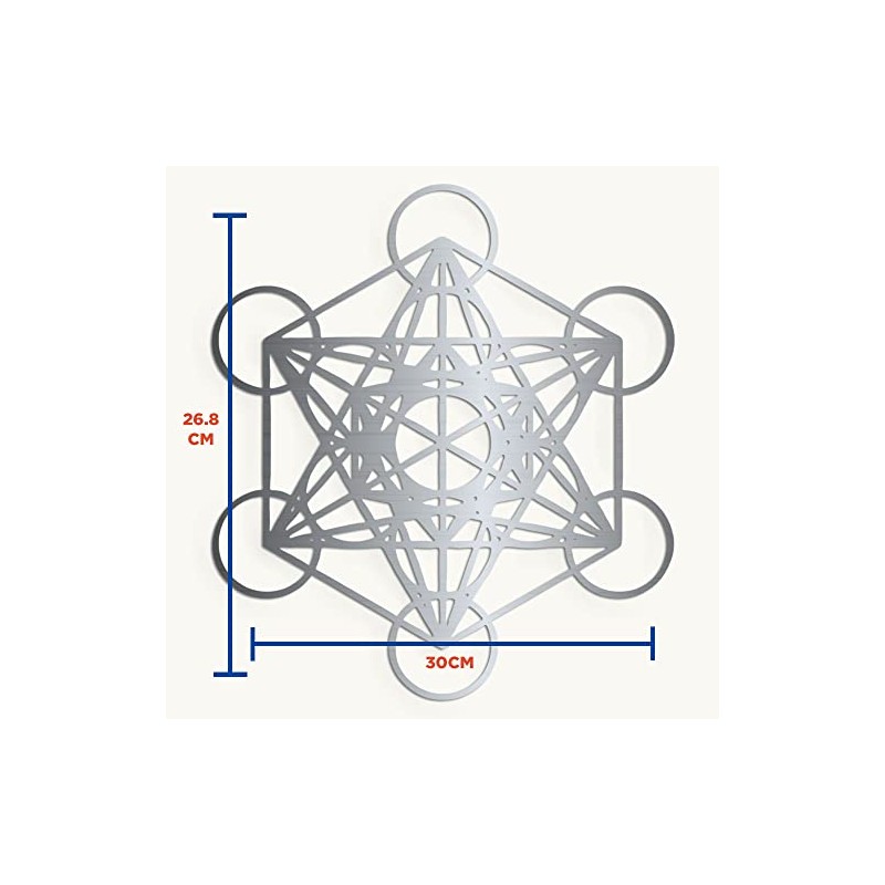 Genérico Cuadro Cubo Metatron Color Plata Deco Muro Pared Decoración