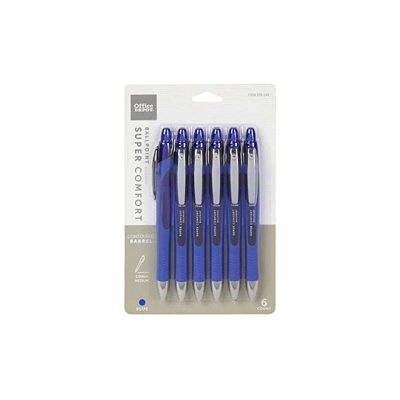 Office Depot Retractable Ballpoint Pens With Grip, Medium Point, 1.0