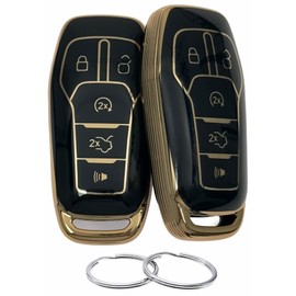 REPROTECTING TPU Key Fob Cover Compatible with 2013-2018 Ford Edge Explorer F-150 F-250 Super Duty F-350 Super Duty Fusion Mustang Lincoln MKX (Black/Black)