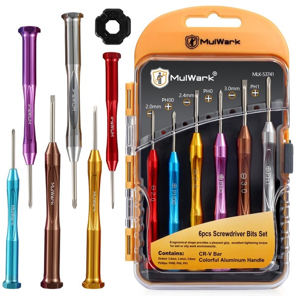 MULWARK Small Screwdriver Set, 6pcs Magnetic Mini Screwdriver Set, Micro