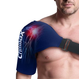 Chilmax Shoulder Ice Pack Wrap Rotator Cuff and Arm,Reusable Gel Hot & Cold Therapy Compression,Instant Relieve Shoulder Periarthritis Pain,Fatigue, Sports injury, Best Surgery Recovery Gifts (Blue)