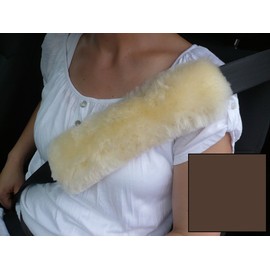 Seatbelt Pad with Strap Sheepskin for Seat Belt Seat Belt Pads, mocha
