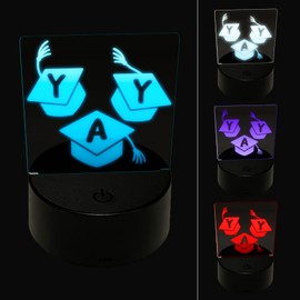 Sniggle Sloth Graduation Caps Yay Graduate Congratulations 3D Illusion LED Night Light Sign Nightstand Desk Lamp