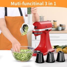 Slicer Shredder Attachment for KitchenAid Stand Mixer, Cheese Grater Attachment, Dishwasher Safe Salad Maker, Cheese Shredders Included 3 Blades, Food Slicers Accessories by IFKAF