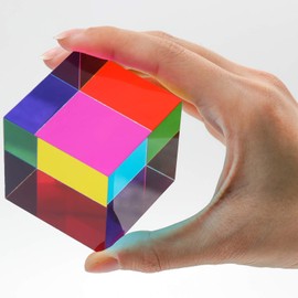 ZhuoChiMall CMY Mixing Color Cube, 50mm (2.0 inch) Colorful Acrylic CMYcube Prism for Home or Office Desktop Decoration, STEM/STEAM Toys, Science Educational Toys Gifts for Kids