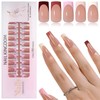 Bellelfin 150Pcs French Tip Press on Nails Long Square Fake Nails Press ons, Glossy French Tip Nails Soft Gel Nail Tips Nude Brown Acrylic False Nails for Nail Art