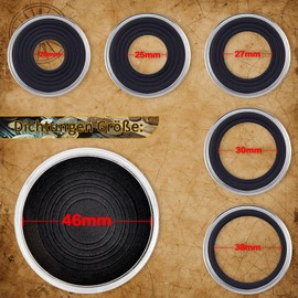 84 Pieces 46 mm Coin Capsules, with Foam Seal and Plastic Storage Organiser Box, Coin Holder Collector Case for Coin Collection Supplies, 7 Sizes (16/20/25/27/30/38/46 mm (Grey Box + Black Seals)