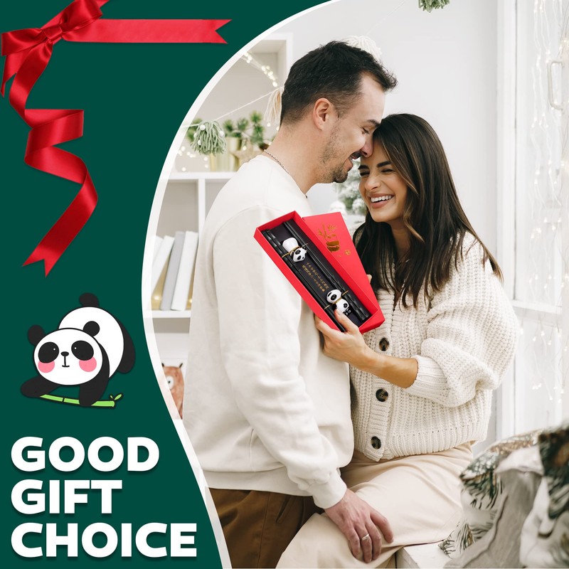 Chinese Chopsticks Set, 2 Pairs Bamboo Shape Chopsticks with 2