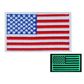 Graphic Dust {Glow in The Dark} Tactical USA America United States Flag Embroidered Patch + Hook and Loop US Army Military Uniform Costume Emblem