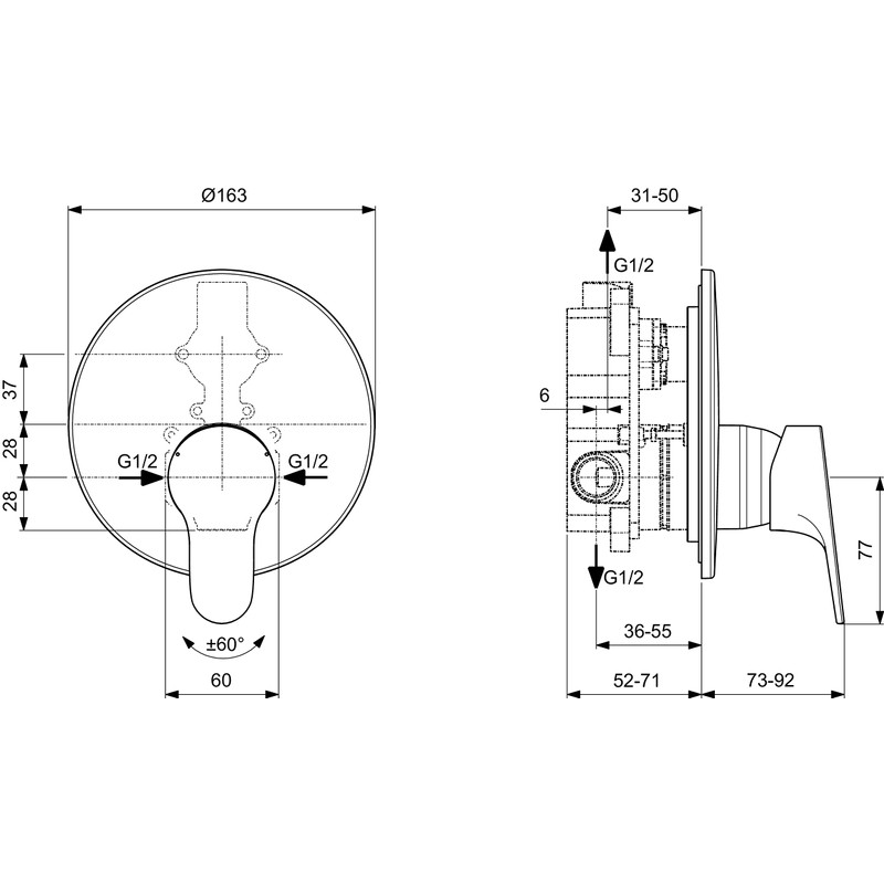 Ideal Standard BD569AA Cerabase Shower Faucet, Chrome-Plated, Unterputz|kit 2