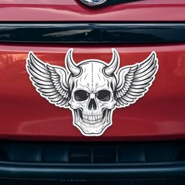 Devil Death Skull Angel Life Skull Bumper Vinyl Sticker for Car, Truck, Motorcycle, Helmet | 6" x 4"