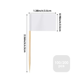 AhfuLife 100pcs Blank Toothpick Flags, Food Labels for Buffets, White Toothpick Flags Food Labels, DIY Cocktail Stick Flag for Sandwich Food Cupcake Toppers Birthday Wedding Party Supplies Decor