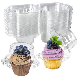 BTSD-home Cupcake-Behälter, Kunststoff, stapelbar, tief, gewölbt, 50 Stück
