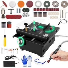 Mini Small Multi-Functional Table Saw For Crafts and Woodworking,Adjustable Blade Height & Angle, 7-Speed 100W Motor Cutting with Many Accessories for Wood/Pcb/Acrylic/Plastic