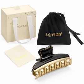 LOVIME - Pinzas para el cabello premium para mujer, pinzas medianas de 7,6 cm para cabello grueso y fino, pinzas negras francesas antideslizantes para