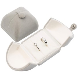 POKOFO Double Velvet Jewelry Packaging Display Storage Case Wedding Ring Gift Box (Gray)