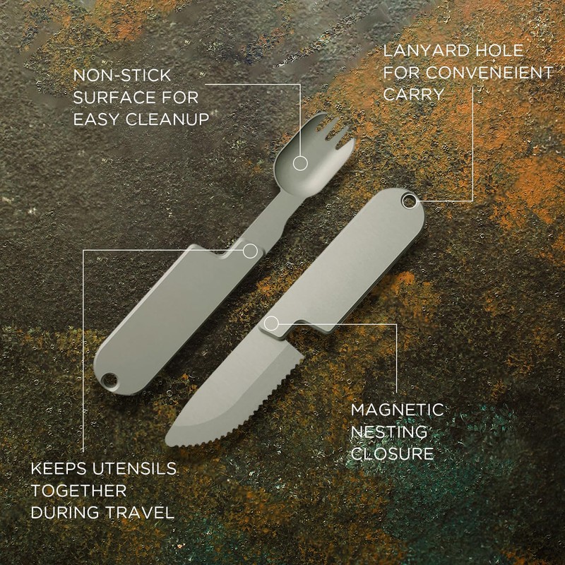 2 in 1 Camping Eating Utensils Set, Respectivem Portable Detachable